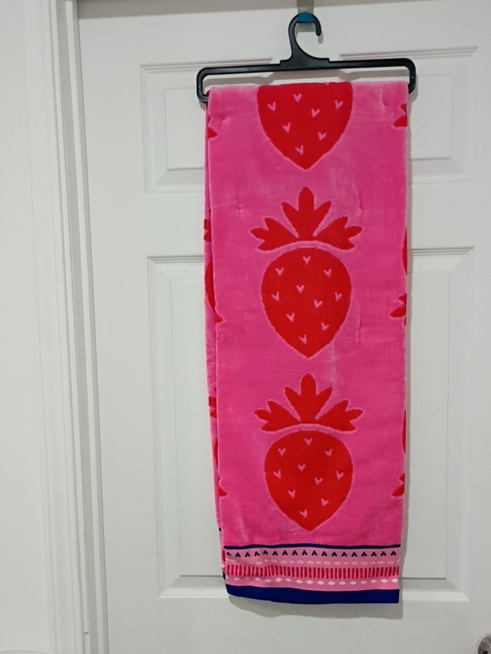 Pink & Red Strawberry Pattern Beach Towel Very Soft And Heavy